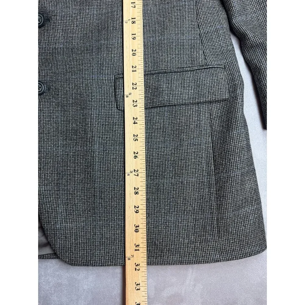 LAUREN Ralph Lauren Gray 44R Micro Houndstooth Sport Coat 100% Wool Vintage